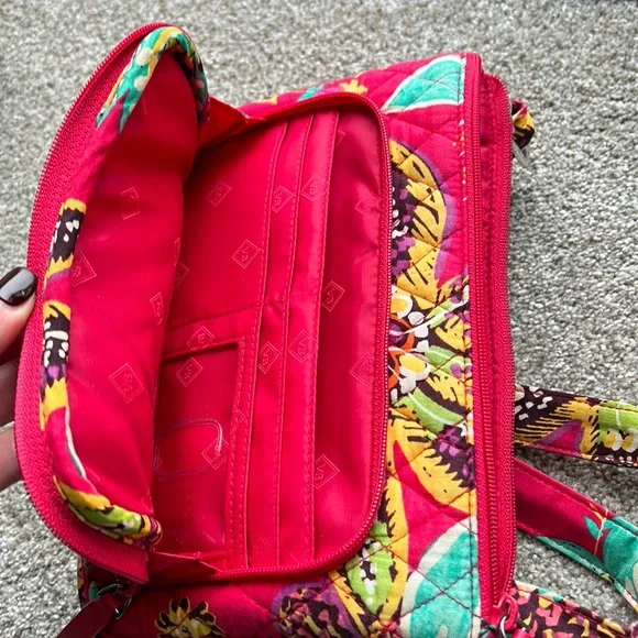 Vera Bradley Rumba Flowers Print Shoulder Little Crossbody Purse Red Quilted - Picture 7 of 15
